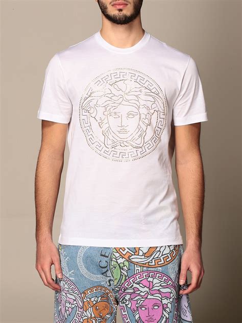 versace bianco shirt|versace t shirt medusa.